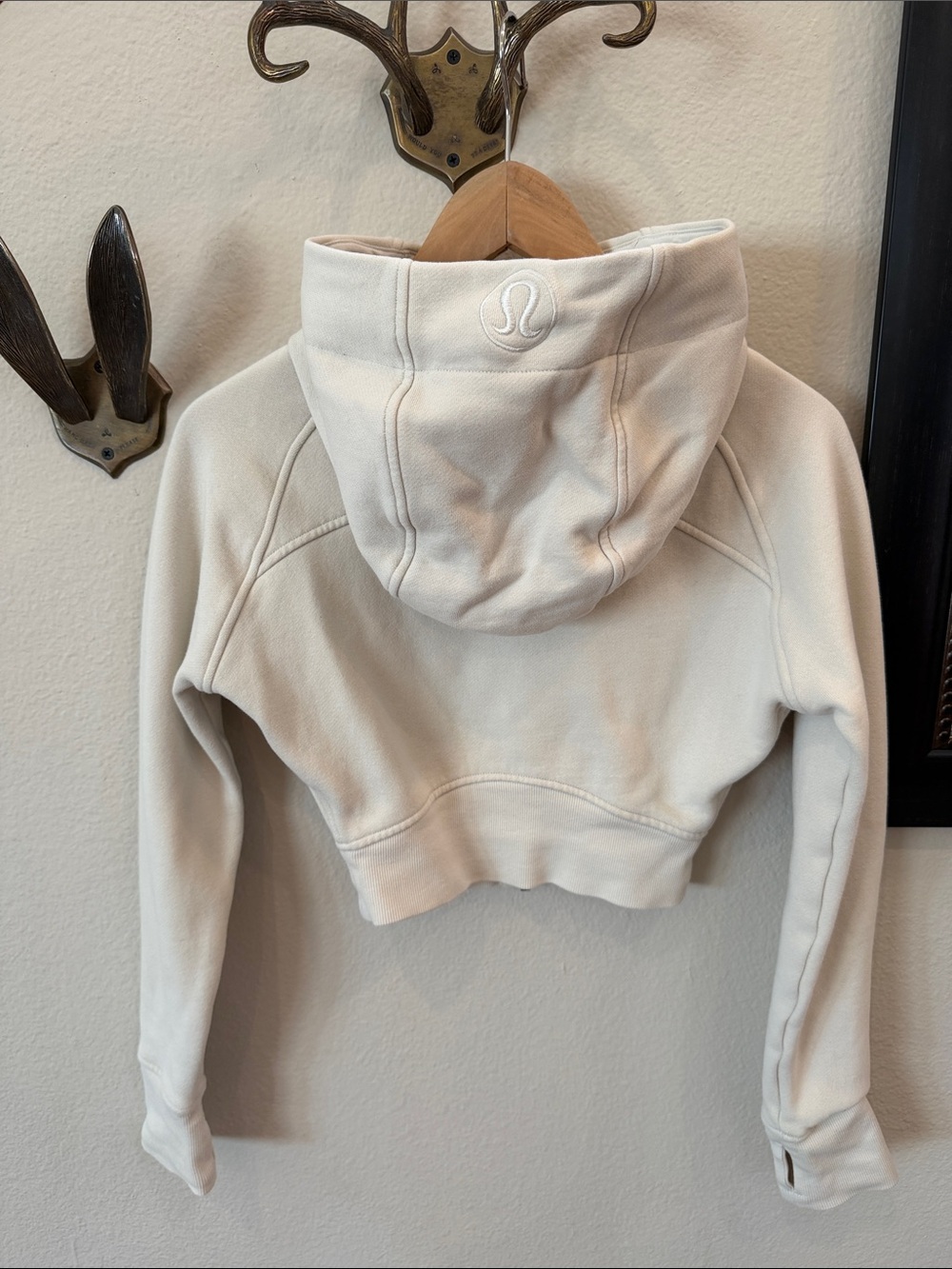 lululemon athletica Cropped Hooded Zip Sweatshirt in Light Cream - Picture 3 of 4